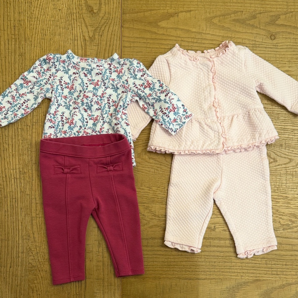 3M Janie and Jack Pink Berry and Pink Outfit Bundle EUC